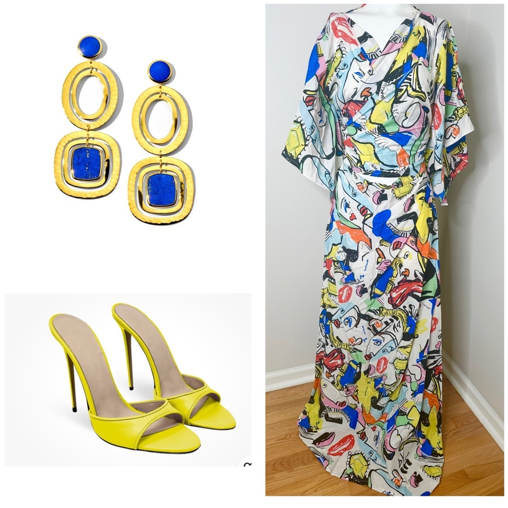KIKI KAMANU WRAP TOP MAXI COLORFUL DRESS 
SIZE 2X - PRELOVED